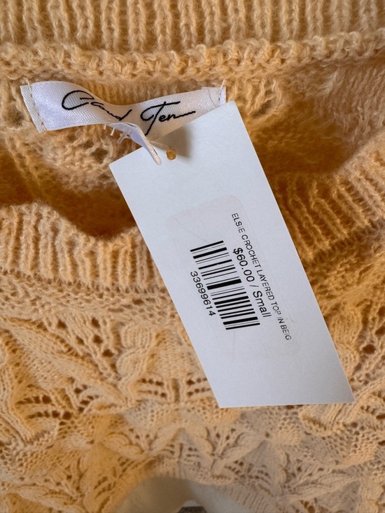 Chiffon-Sleeve Knit Pullover Top in cream size small nwt - Picture 3 of 7